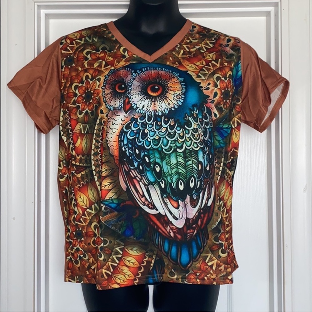 New! ChicYea Colorful Owl print Top